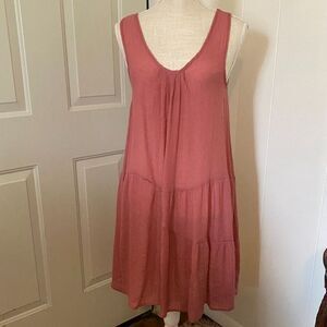 Easel Pink Tiered Crinkle Sleeveless Scoop Neck Dress/Tunic Size L